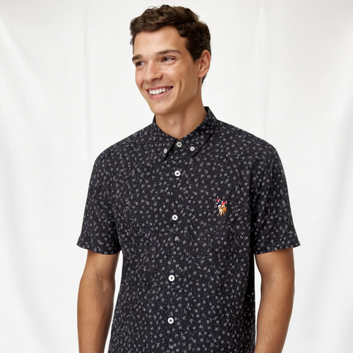 Black and white pattern short sleeve shirt - OLDR