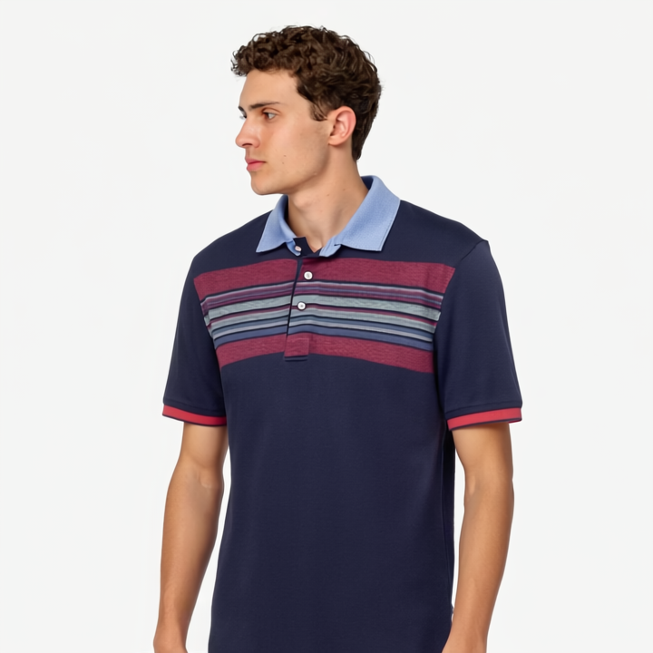 Navy Striped polo shirt