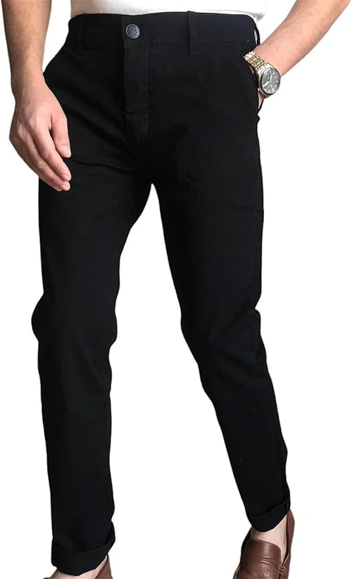 black Classic Gabardine Pants Men