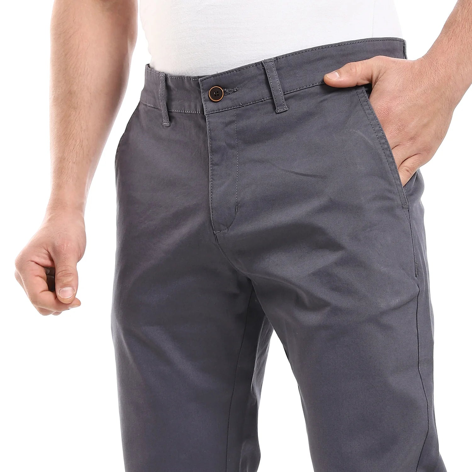 Grey Classic Gabardine Pants Men