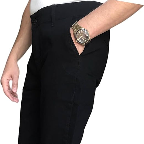 black Classic Gabardine Pants Men