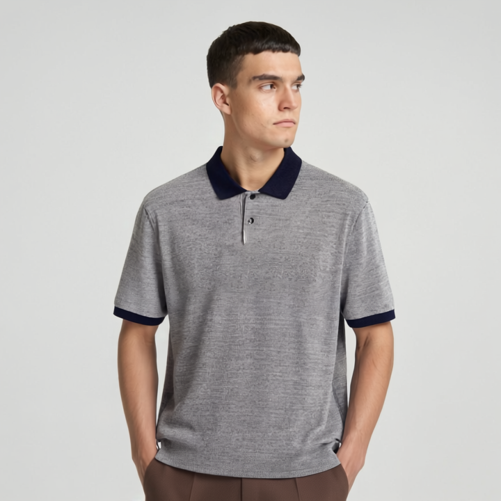 Grey and Navy neck polo shirt - OLDR