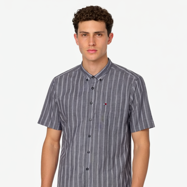 Grey linen Striped Shirt