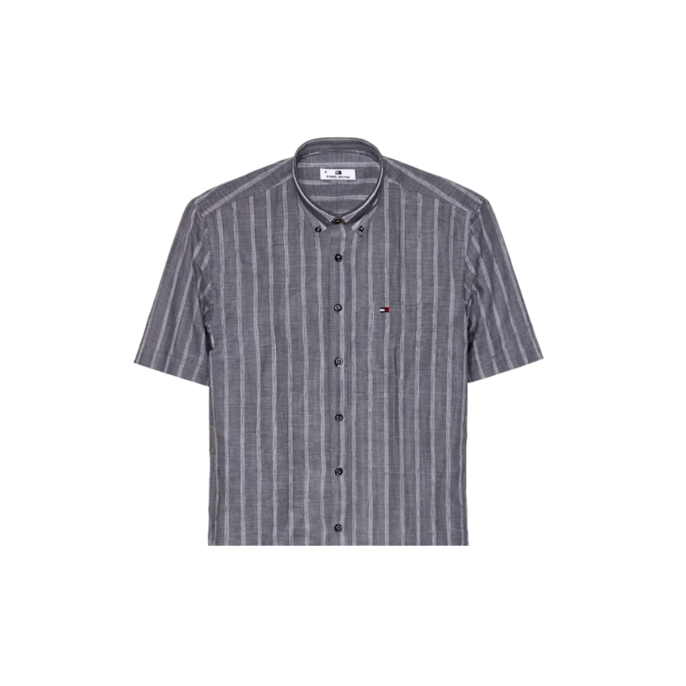 Grey linen Striped Shirt - OLDR