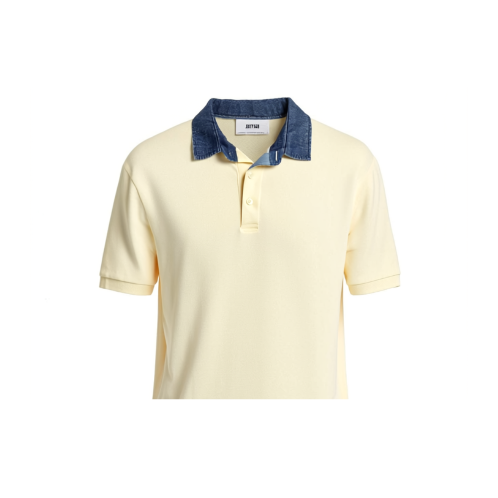 Light yellow and Denim Collar polo shirt - OLDR