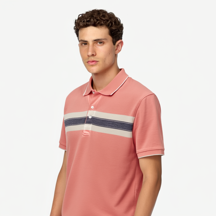 Pink with white stripe polo shirt